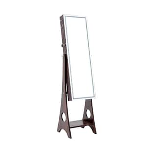 Bronze Lockable Standing Jewelry Armoire Organizer with Full-Length Mirror, With LED Lights