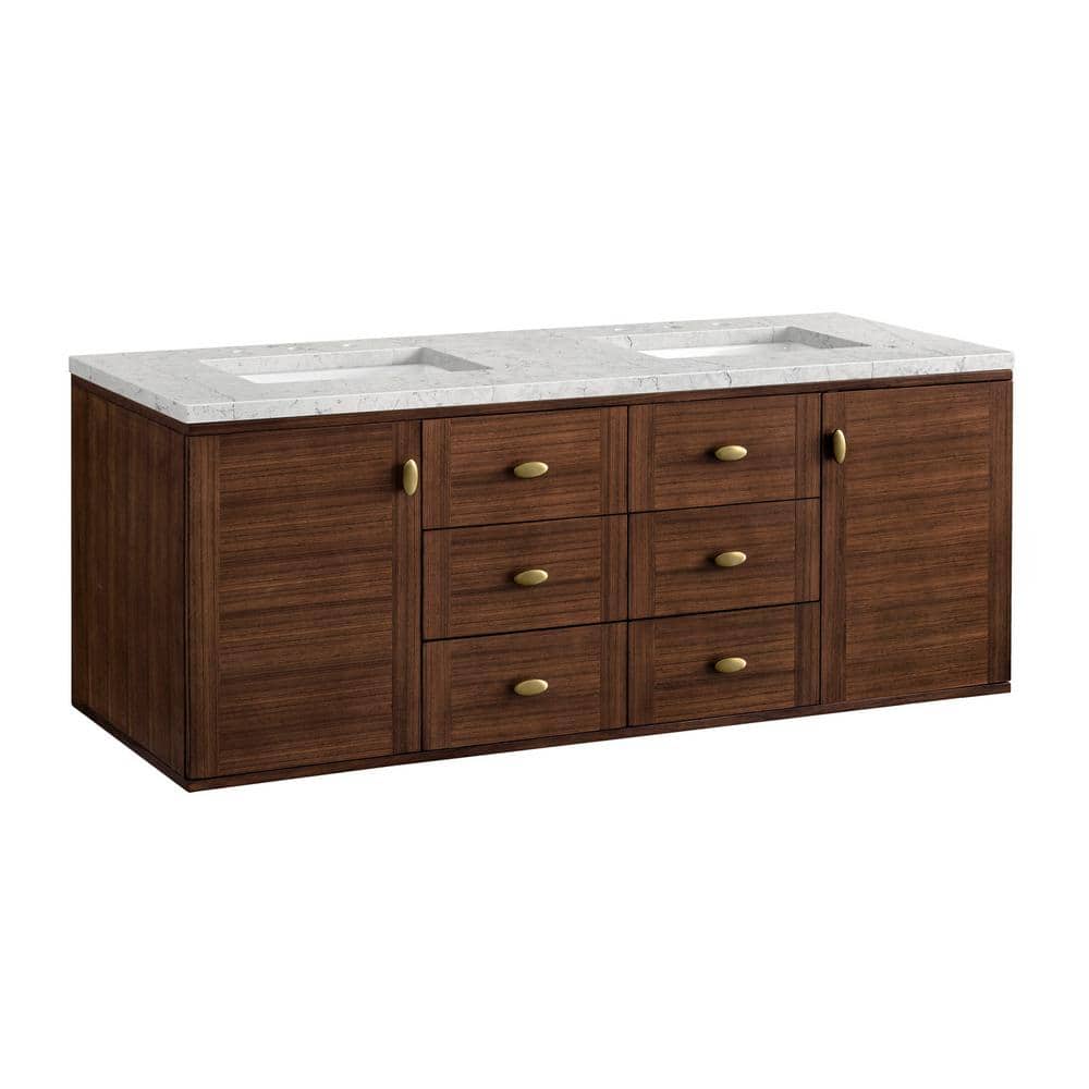 Amberly 60" Walnut Double Vanity with Quartz Top