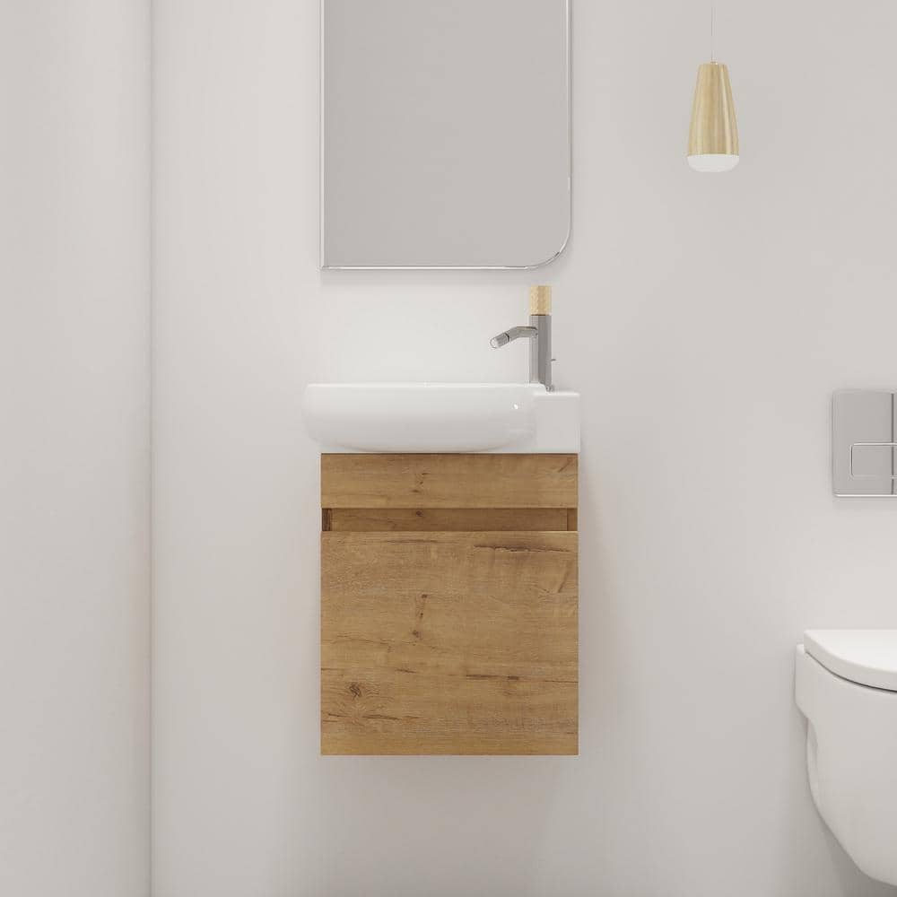 16.8 in. W x 11.6 in. D x 21.3 in. H Single Sink Wall-Mounted Bath Vanity i