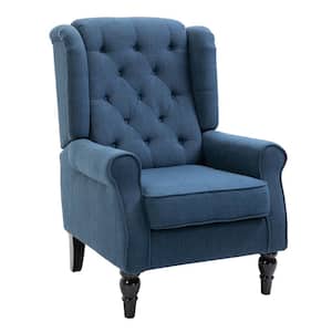 Button-Tufted Accent Chair with High Wingback, Rounded Cushioned Armrests and Thick Padded Seat, Blue