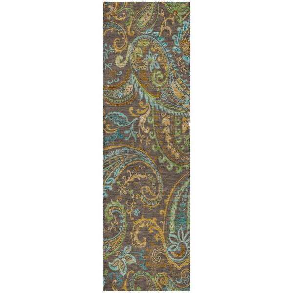 Dream Shag Premium Machine Washable Abstract ADS533 Chocolate 2 ft. x 7 ft. Runner Rug