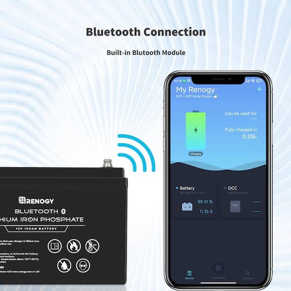 Bluetooth 12V 100Ah LiFePO4 Battery A Grade Lithium Iron Phosphate