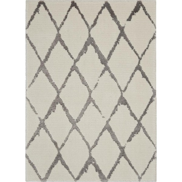 Nourison Twilight Ivory/Grey 2 ft. x 3 ft. Abstract Contemporary ...