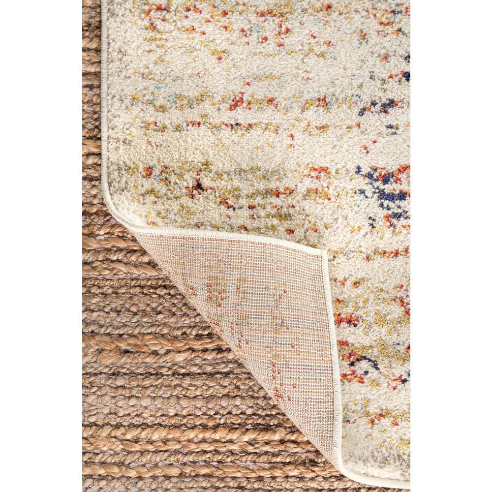 Sarita Beige Synthetic Rectangular Runner Rug 2'6" x 10'