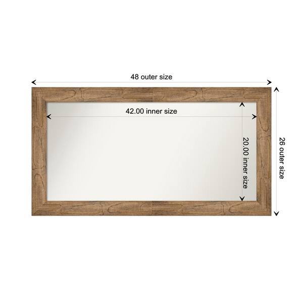 Amanti Art Owl Brown 47.5 in. W. x 25.5 in. Custom Non-Beveled Wood Framed Bathroom Vanity Wall Mirror