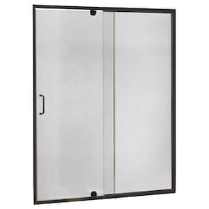 Cove 48 in. W x 69 in. H Semi-Frameless Pivot Shower Door and Fixed Panel in Oil Rubbed Bronze with C-Handle and Knob
