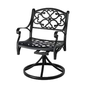 Black Metal Patio Swivel Dining Chair,Outdoor Rocking Chair Beach Chair with Solid Seat for Patio,Garden,Backyard,Pool