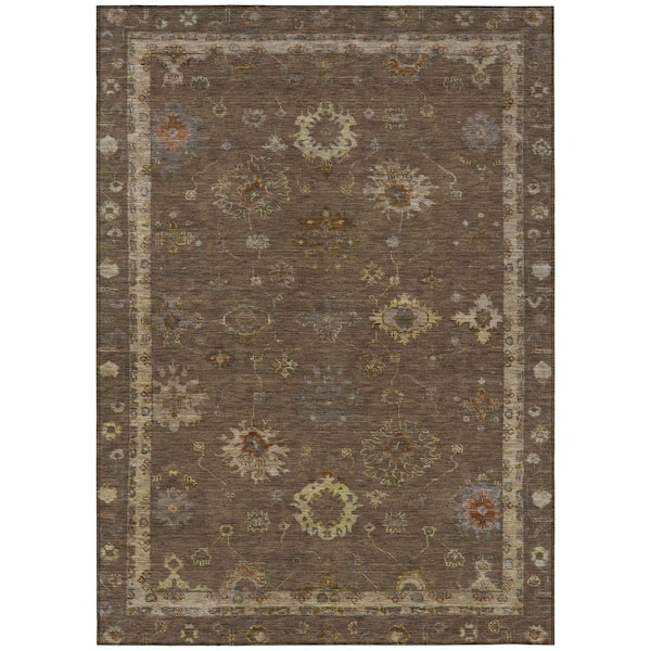 Chantille Machine Washable Indoor/Outdoor Abstract ACN2045 Chocolate 9 ft. x 12 ft. Area Rug
