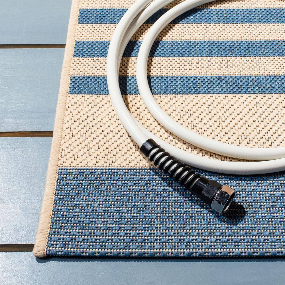 Gaylene 4' x 6' Blue and Beige Synthetic Rectangle Rug