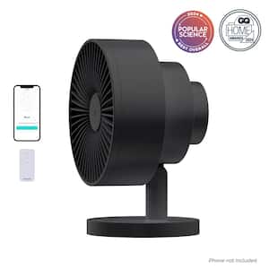 Smart Whisper-Quiet 8 in. Air Circulator and Desk Fan with 5 Speeds and Remote to Black
