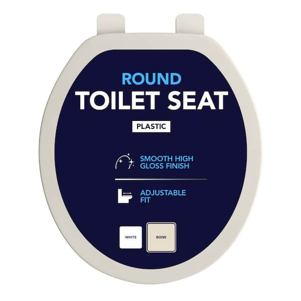 Round Molded Plastic, Adjustable Hinge Toilet Seat in Beige 15-1/4 in. x 13-3/4 in. x .67 in.