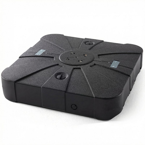 380 lbs. Sand/Water Fillable HDPE Patio Umbrella Base with 4-Wheels in Black