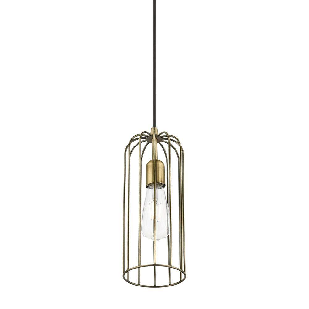 Glenbrook Antique Brass Mini Pendant Light with Glass Shade