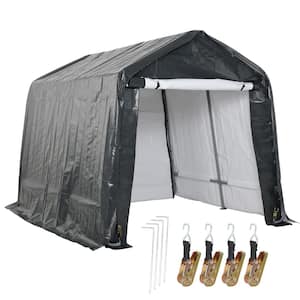 12 ft. x 8 ft. Outdoor Storage Shelter Shed Portable Garage in Gray