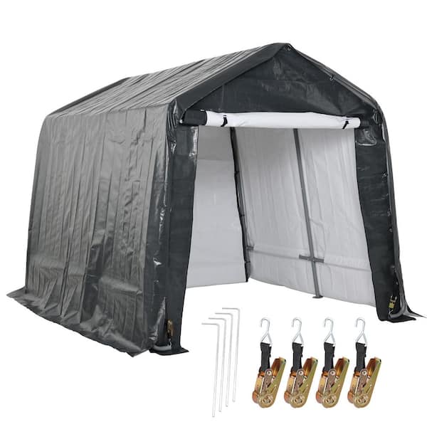 Aoodor 12 ft. x 8 ft. Outdoor Storage Shelter Shed Portable Garage in Gray