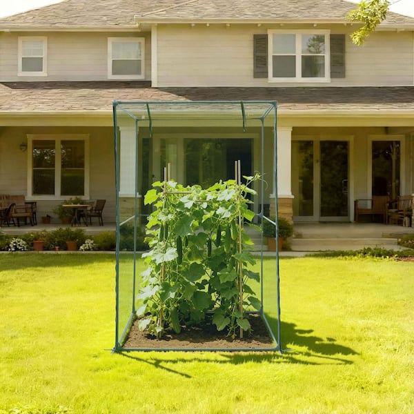 Crop Cage, 3.9 x 3.9 x 5.9 ft. Plant Protection Tent with Zippered Door, Wind-Resistant Tall Crop Cage, Easy to Install