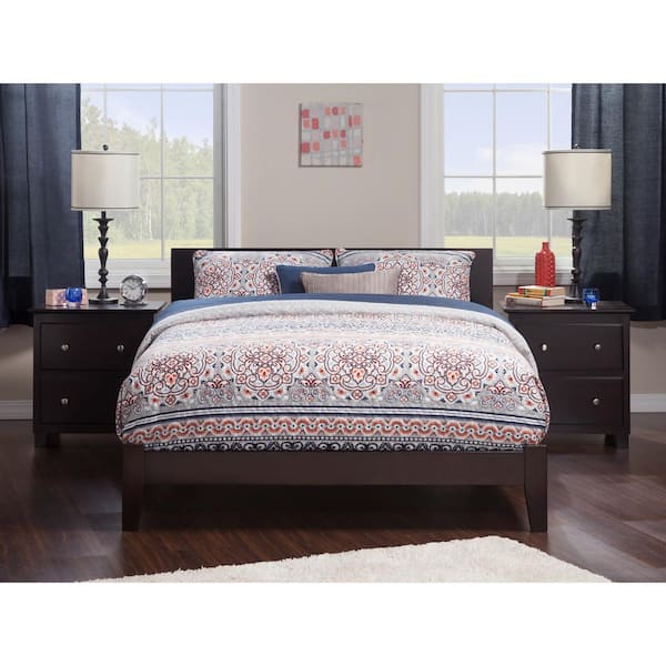 AFI Orlando Espresso Queen Solid Wood Frame Low Profile Platform Bed with Attachable USB Device Charger