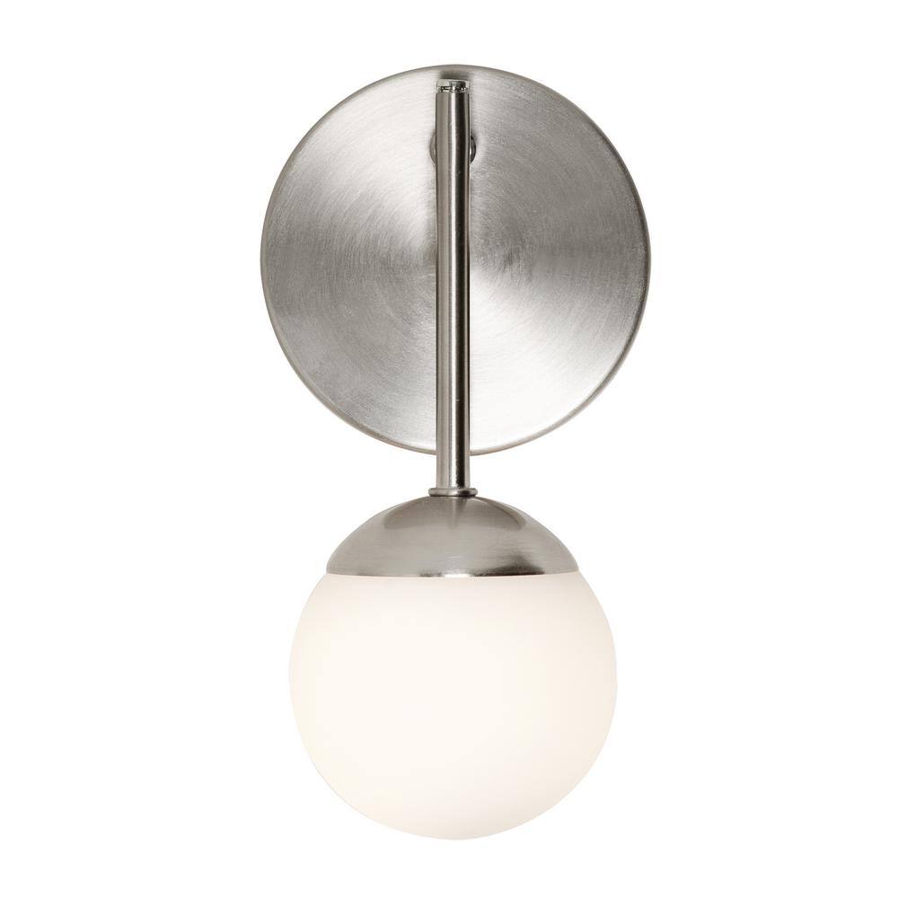 Pearl 9" Satin Nickel LED Wall Sconce with White Glass Shade