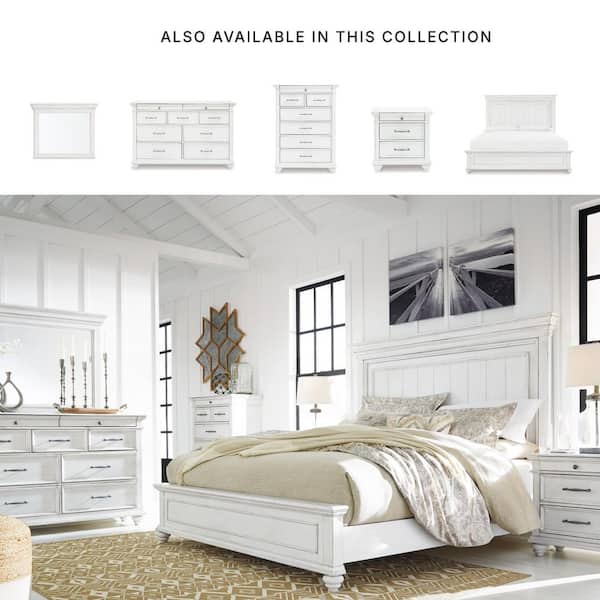 Signature DESIGN BY ASHLEY Kanwyn Distressed White 3 Drawer