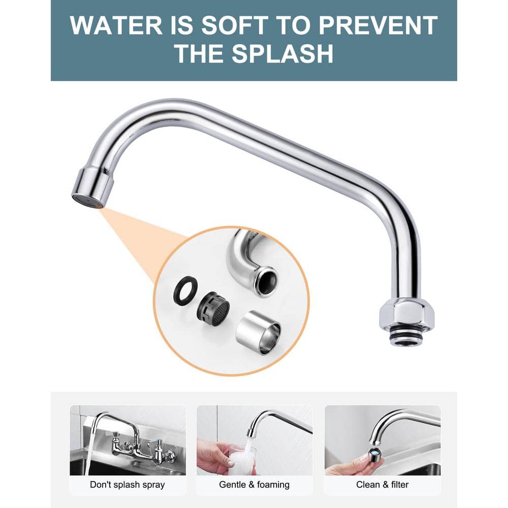 8" Polished Chrome Swivel Spout Replacement for Kitchen Sink