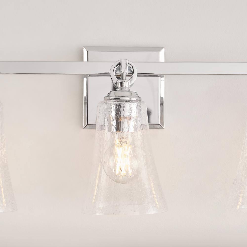 Monterro 3-Light Chrome Vanity with Clear Seeded Glass