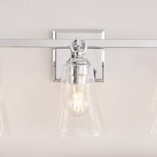 Generation Lighting - Studio Monterro 21.75 in. W 3-Light Chrome Vanity Light with Clear Seeded Glass Shades