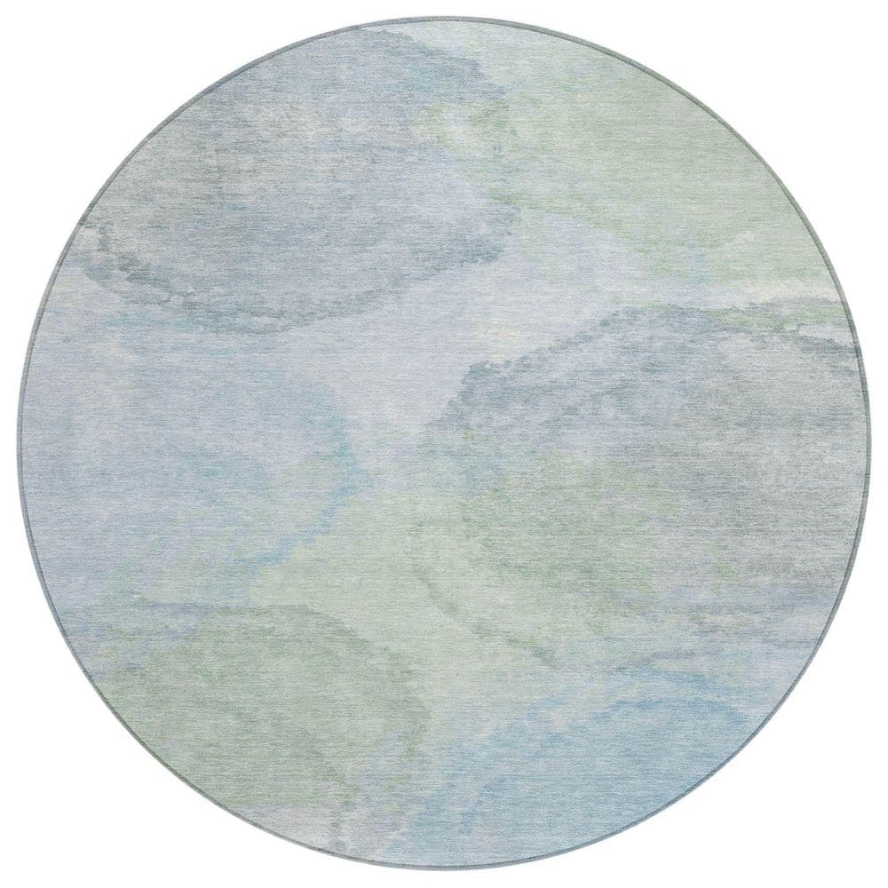 Chantille Machine Washable Indoor/Outdoor Abstract ACN2443 Sky 8 ft. x 8 ft. Round Rug price history on PriceWatchPro