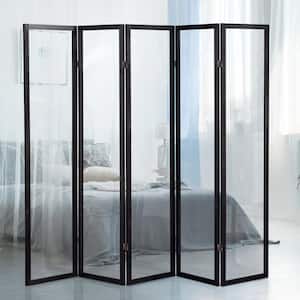Clear 6 ft. Tall Black 5-Panel Room Divider
