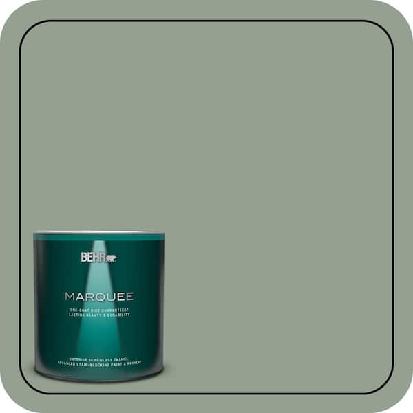 BEHR MARQUEE 1 qt. #N400-4 Forest Path One-Coat Hide Semi-Gloss Enamel Interior Paint & Primer