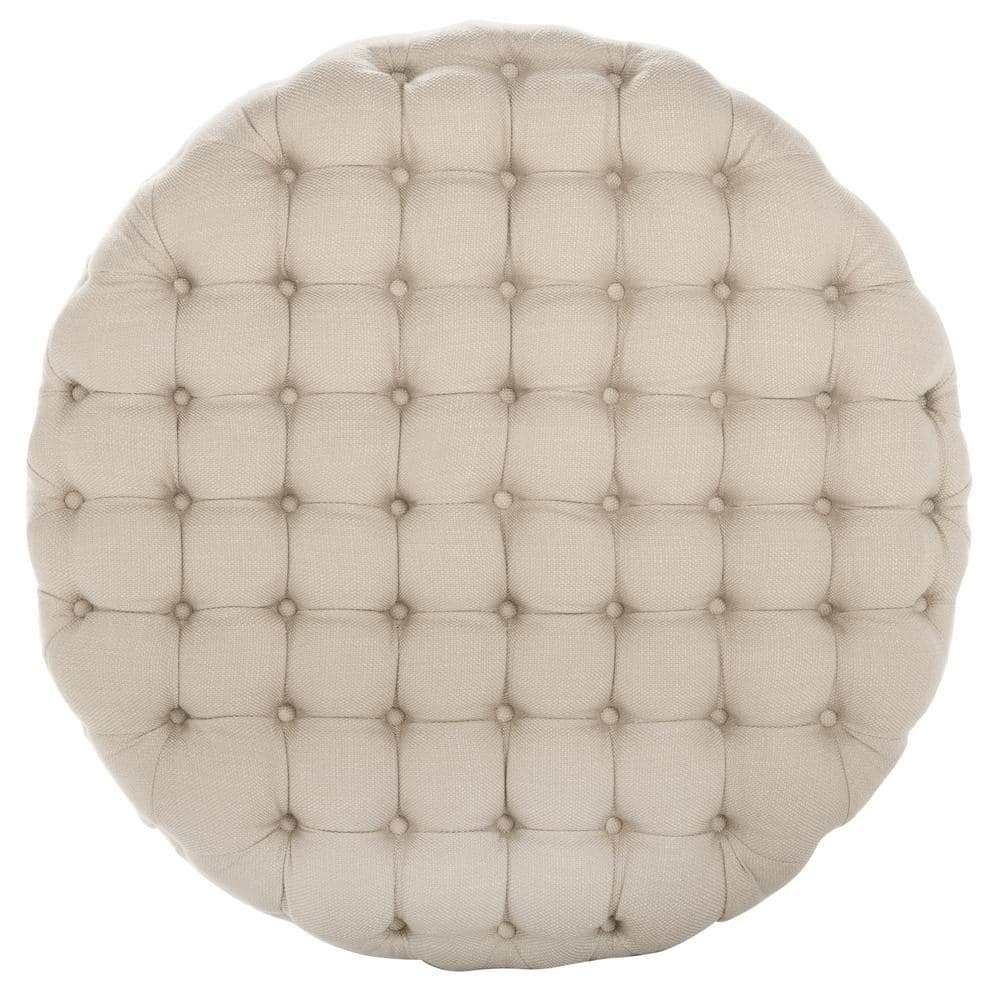Charlene 39" Gold Tufted Round Cocktail Ottoman