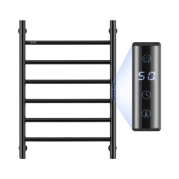 6 Bars Towel Warmer Rack, Wall Mounted Heated Towel Rack for Bathroom, IPX5 Waterpoof Towel Heater Rack, Black