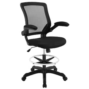 Veer 26 in. Width Big and Tall Black/silver Mesh Drafting Chair with Swivel Seat