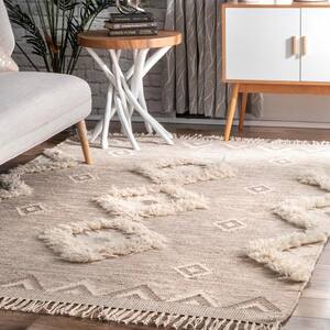 Savannah Moroccan Fringe Beige 5 ft. x 8 ft. Area Rug