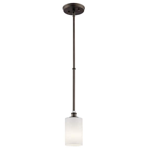 KICHLER Joelson 1-Light Olde Bronze Transitional Kitchen Shaded Kitchen Mini Pendant Hanging Light with Etched Glass