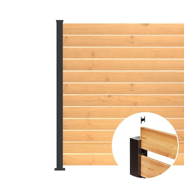End Post Kit 73 in. x 3 in. x 3 in. Black Aluminum Deck Fence End Post and Hardware Kit A6
