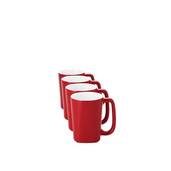 Rachael Ray Round and Square 14 oz. Mugs in Red (4-Pack)