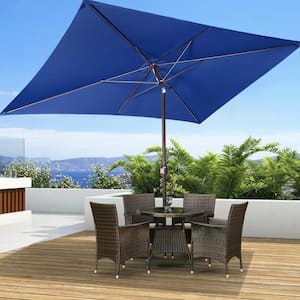 9ft. x 6.5ft. Rectangular Market Patio Umbrella in Navy Blue