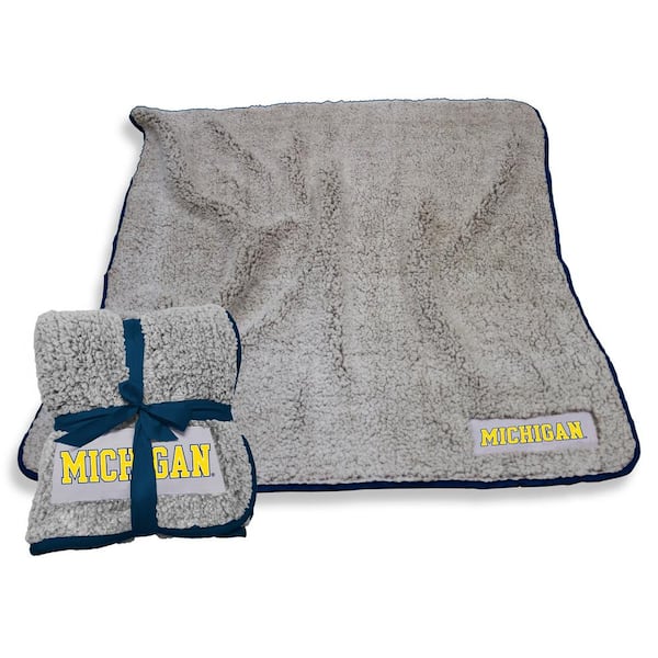 logobrands Michigan Oatmeal Frosty Fleece Throw