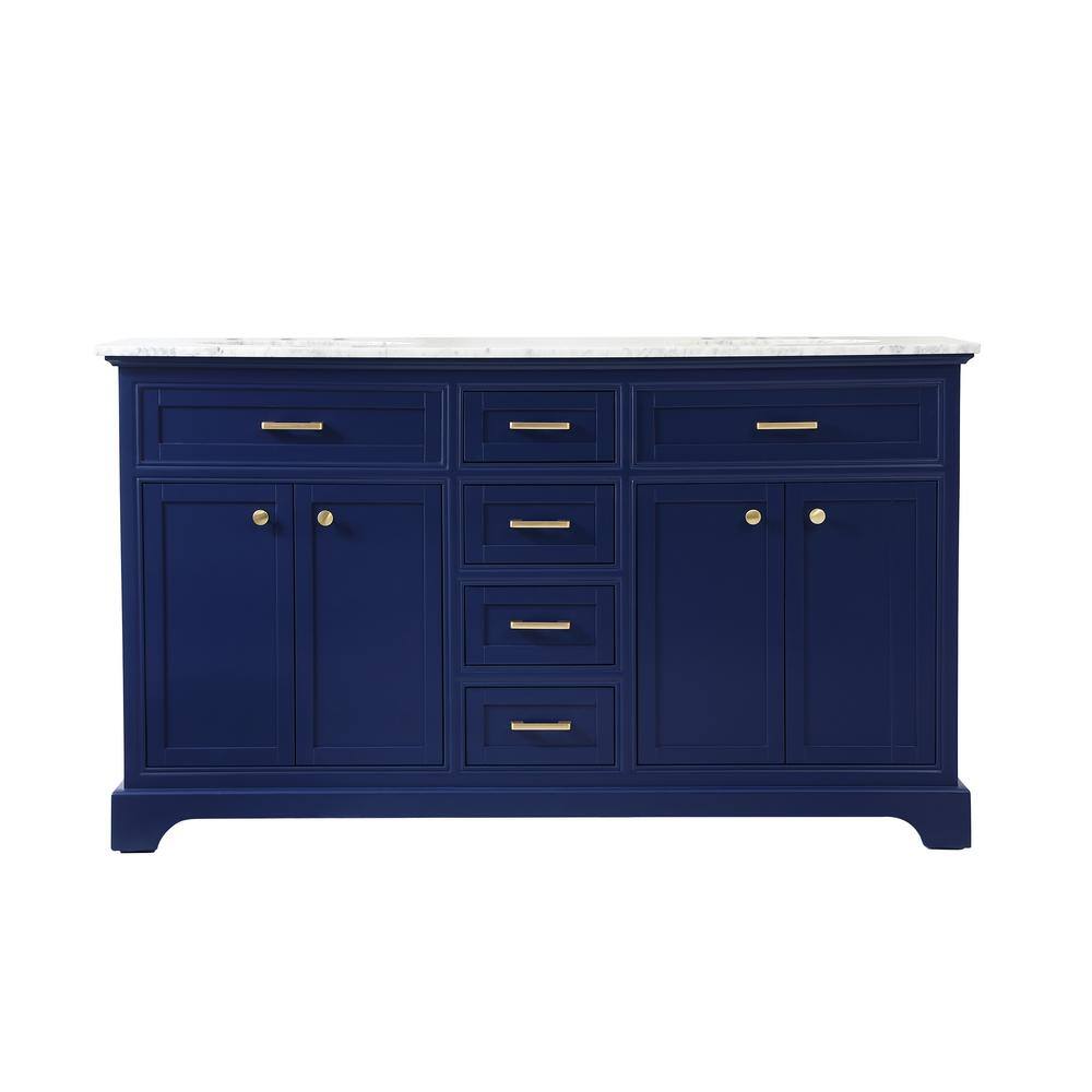 Simply Living 60 in. W x 21.5 in. D x 35 in. H Bath Vanity in Blue with Car