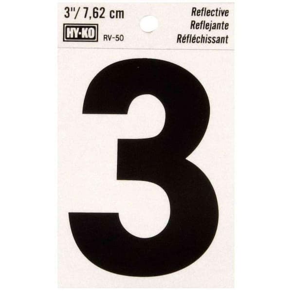 HY-KO 3 in. Vinyl Reflective Number 3