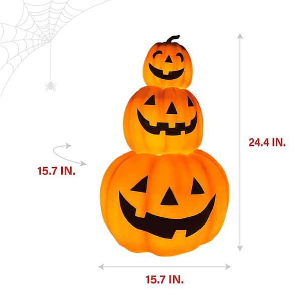29 in. LED 3 Stacking Pumpkins Blow Mold Halloween Decoration