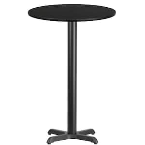 24 in. Round Black Laminate Table Top with 22 in. x 22 in. Bar Height Table Base