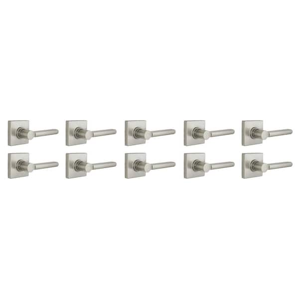 Tonebridge Satin Nickel Hall/Closet Door Lever with Square Rose 10-Pack