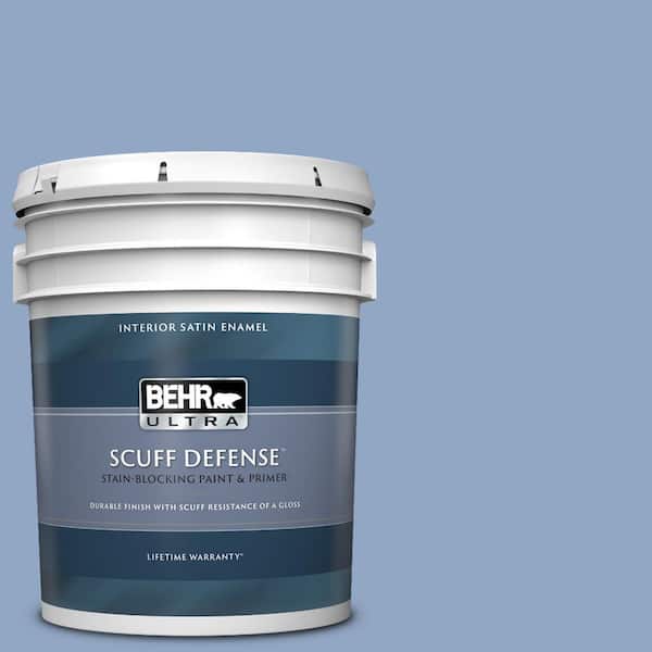 BEHR ULTRA 5 gal. #PPU15-13 Blue Hydrangea Extra Durable Satin Enamel Interior Paint & Primer