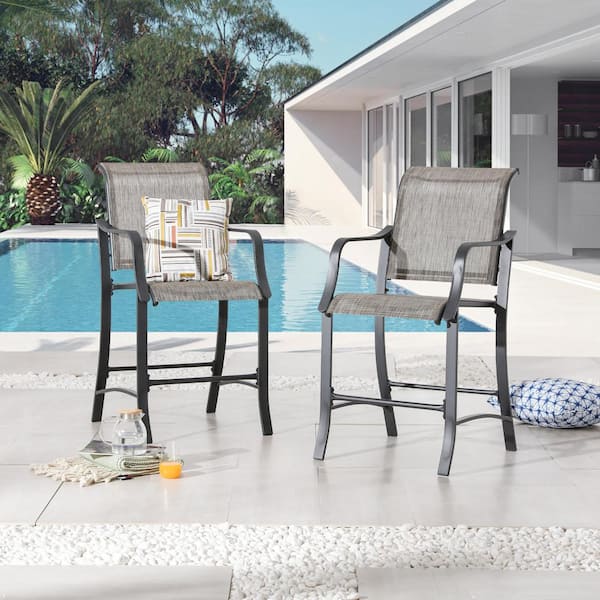TOP HOME SPACE Stackable Metal Outdoor Bar Stool 2-Pack