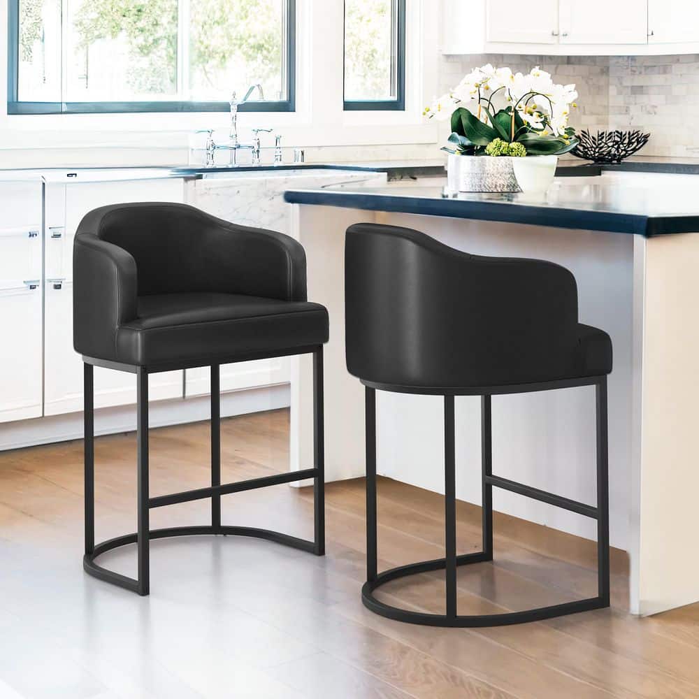 LUE BONA 35.2 in. Modern Black Faux L...