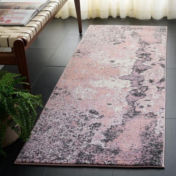 Glacier 2 ft. x 6 ft. Pink/Gray Geometric Runner Rug