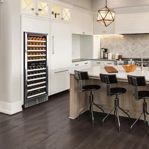 Dual Zone 116-Bottle Built-In Wine Cooler Fridge with Smooth Rolling Shelves and Quiet Operation - Stainless Steel
