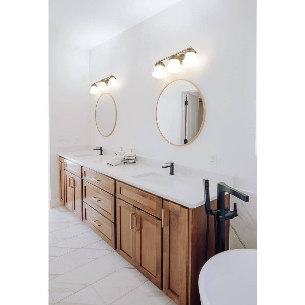 Luxe Gold 3-Light Vanity with Matte Opal Glass Shades