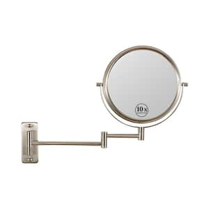 8 in. W x 8 in. H Round Framed Wall Bathroom Vanity Mirror in Nickel, 360 Rotation 10X Magnification Makeup Mirror Hotel